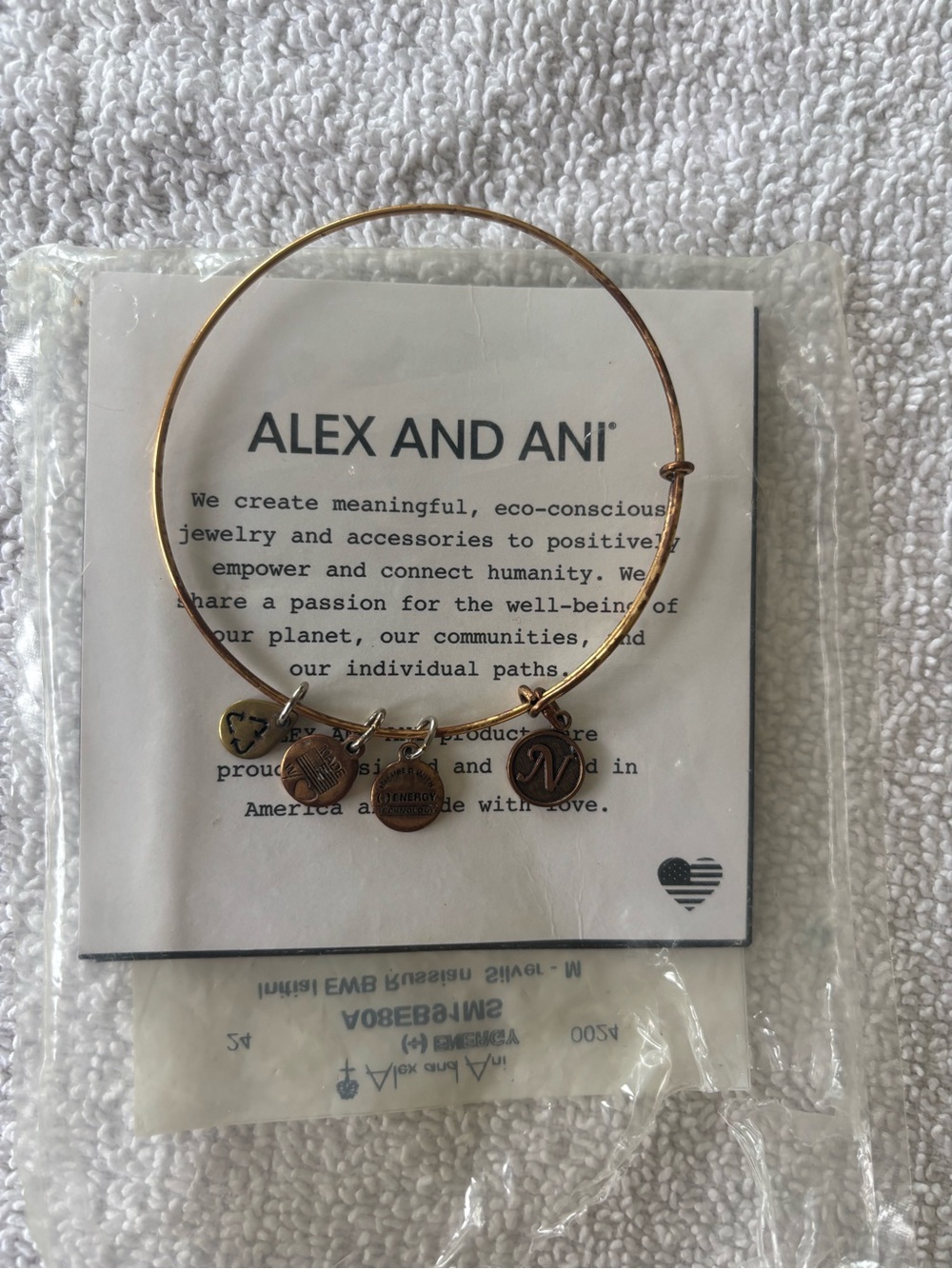 Alex and Ani Gold Initial & Symbol Charm Bangle Bracelet